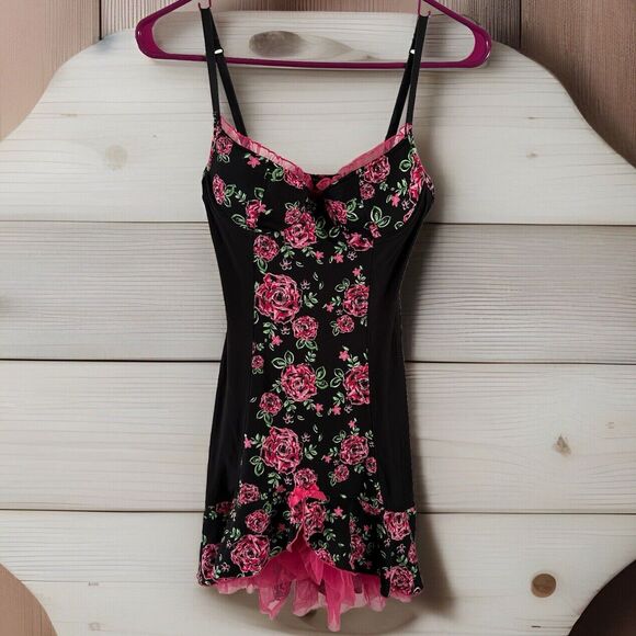 Victoria's Secret Sexy Little Things Rose Floral Tulle Lingerie 34B